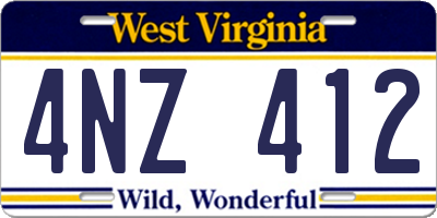 WV license plate 4NZ412