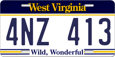 WV license plate 4NZ413