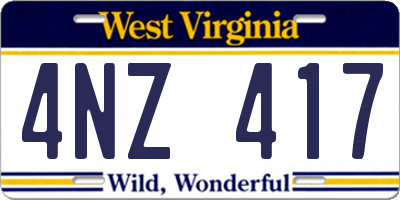 WV license plate 4NZ417