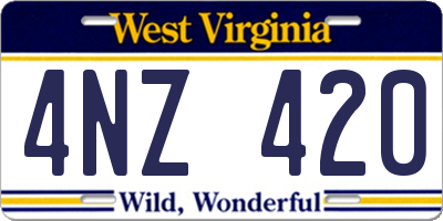 WV license plate 4NZ420