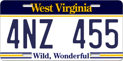 WV license plate 4NZ455