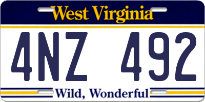 WV license plate 4NZ492