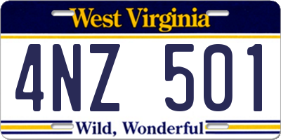 WV license plate 4NZ501