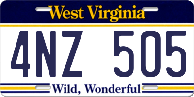 WV license plate 4NZ505