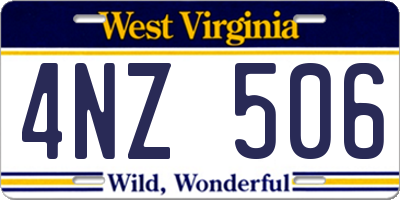 WV license plate 4NZ506