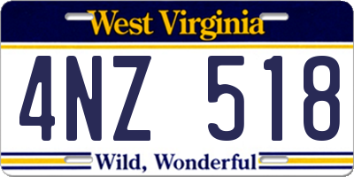 WV license plate 4NZ518