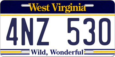 WV license plate 4NZ530