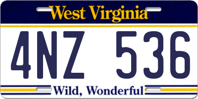 WV license plate 4NZ536