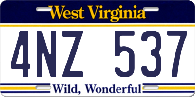 WV license plate 4NZ537