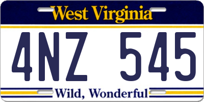 WV license plate 4NZ545