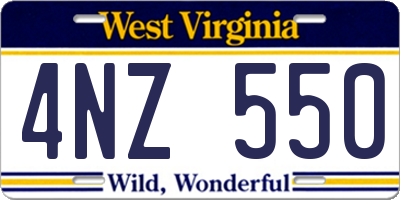 WV license plate 4NZ550