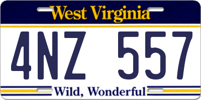 WV license plate 4NZ557