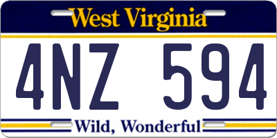 WV license plate 4NZ594