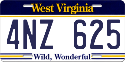 WV license plate 4NZ625