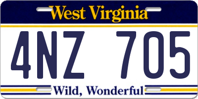 WV license plate 4NZ705