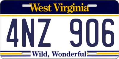 WV license plate 4NZ906
