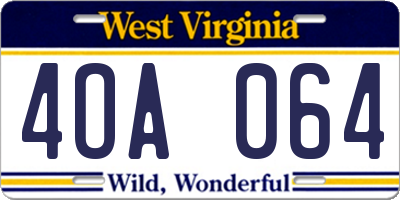 WV license plate 4OA064