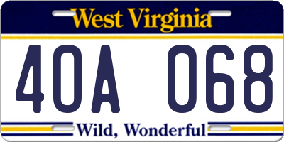 WV license plate 4OA068
