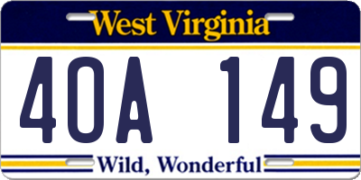 WV license plate 4OA149