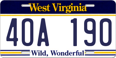 WV license plate 4OA190