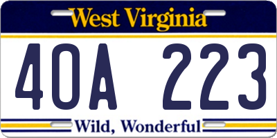 WV license plate 4OA223