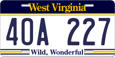 WV license plate 4OA227