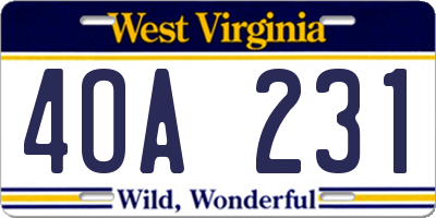 WV license plate 4OA231