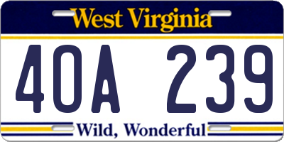 WV license plate 4OA239
