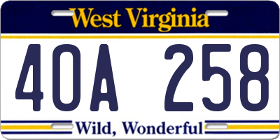 WV license plate 4OA258