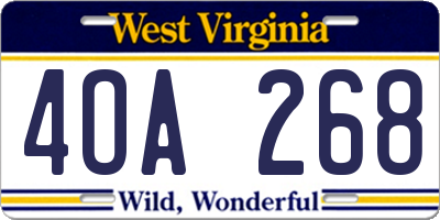 WV license plate 4OA268