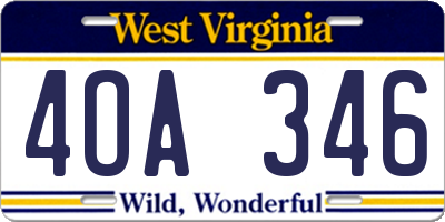 WV license plate 4OA346
