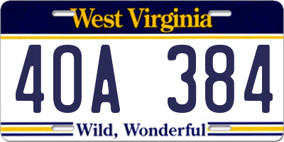 WV license plate 4OA384