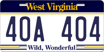WV license plate 4OA404