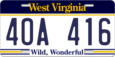 WV license plate 4OA416