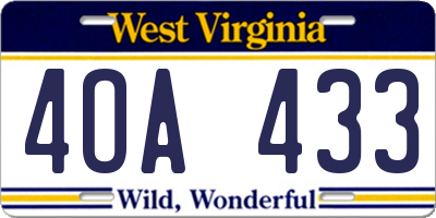 WV license plate 4OA433