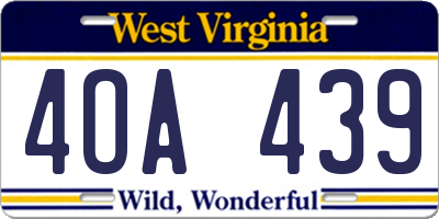 WV license plate 4OA439
