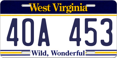 WV license plate 4OA453