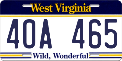 WV license plate 4OA465