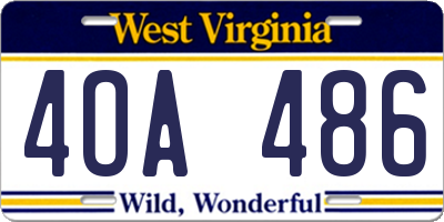 WV license plate 4OA486