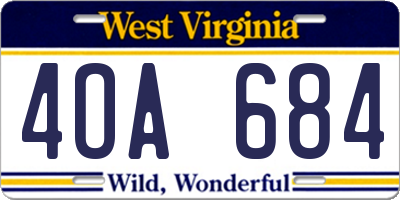 WV license plate 4OA684