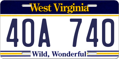 WV license plate 4OA740