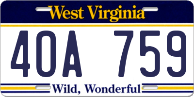 WV license plate 4OA759