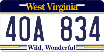 WV license plate 4OA834