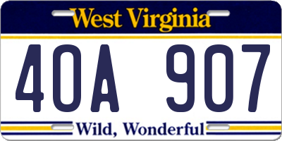 WV license plate 4OA907