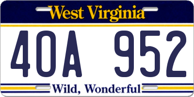 WV license plate 4OA952
