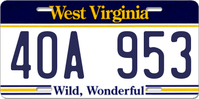 WV license plate 4OA953