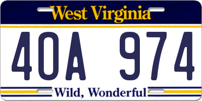WV license plate 4OA974