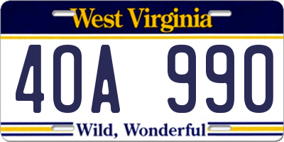WV license plate 4OA990