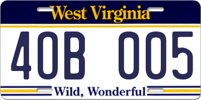 WV license plate 4OB005