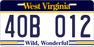 WV license plate 4OB012